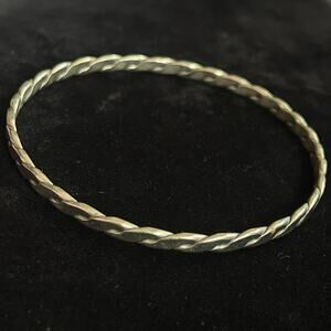 Vintage Marked Sterling Silver Hencho Mexico Twisted Bangle 2.65" 12 grams